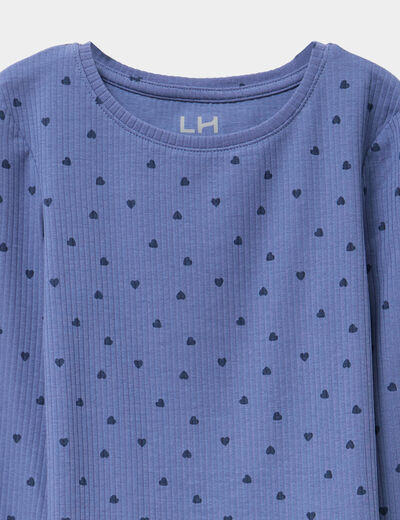 T-shirt côtelé manches longues coton bleu gris fille
