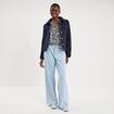 Blouse ajour&eacute;e manches 3/4 col en V ecru femme