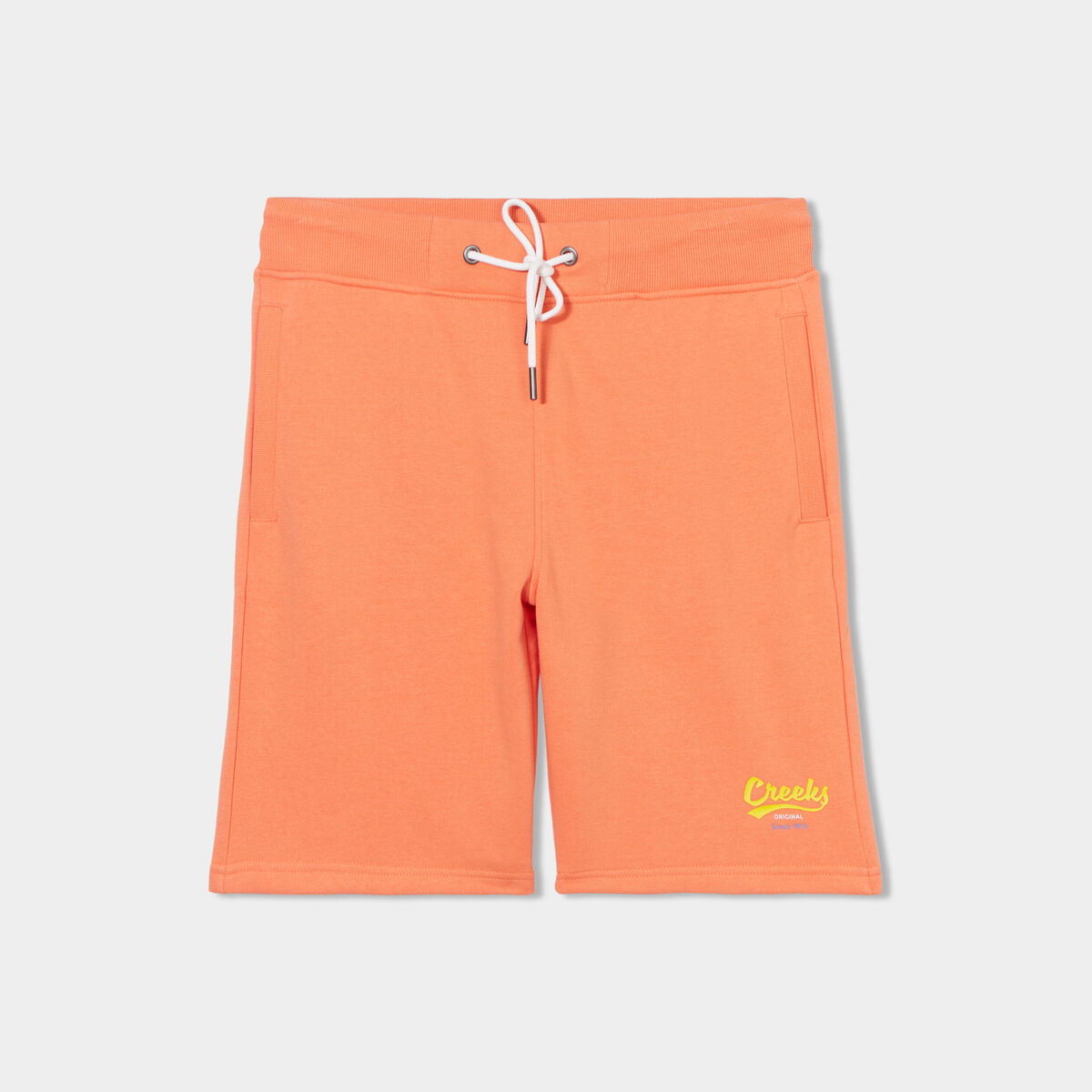 Short de jogging droit à coulisse orange homme