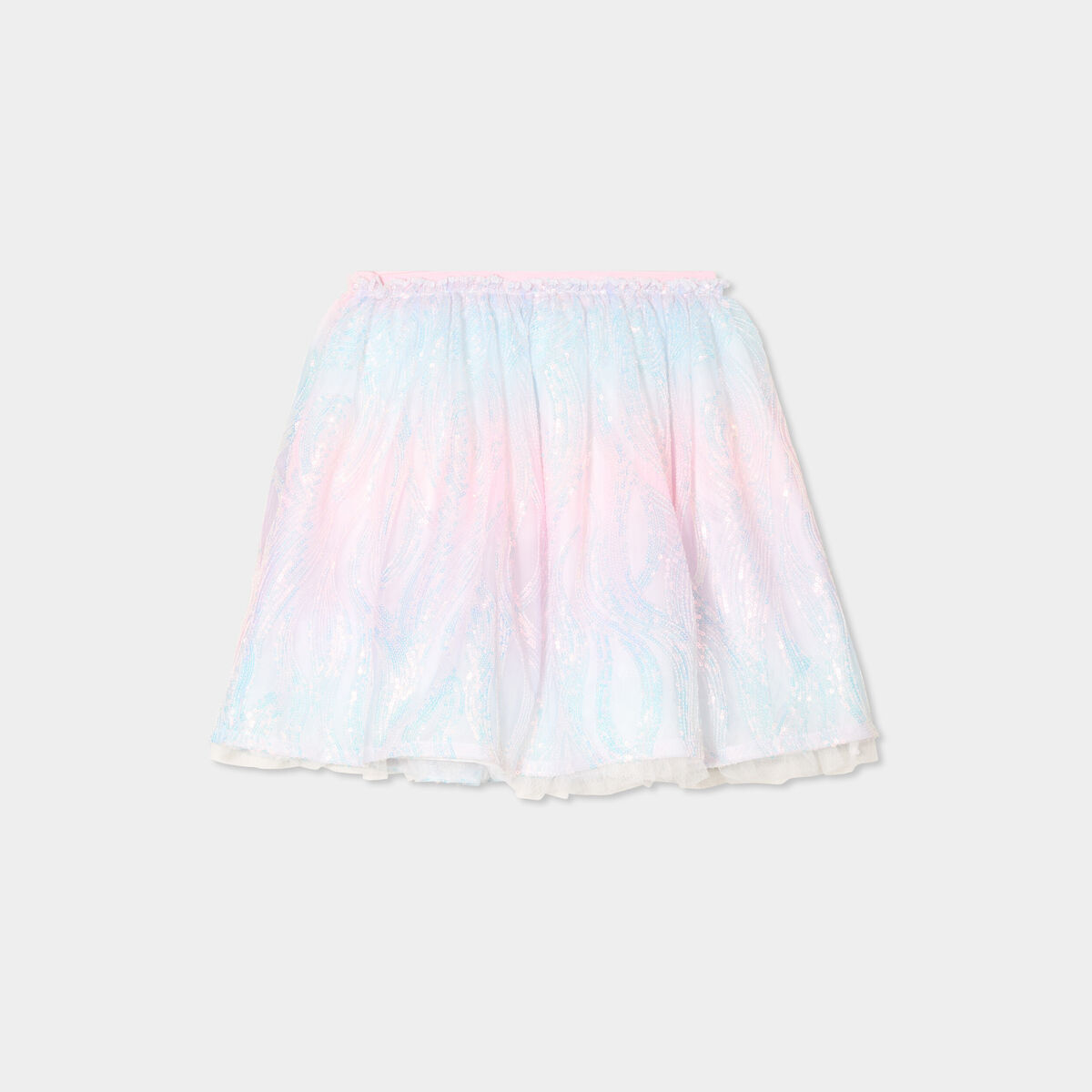 Jupe courte résille à sequins multicolore fille