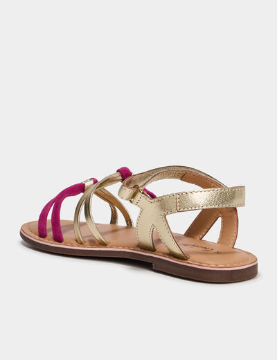 Sandales multibrides en cuir jaune or fille