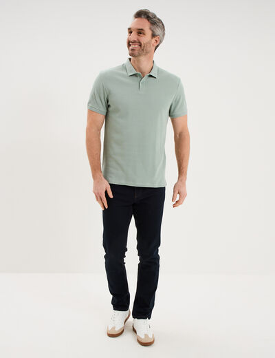 Polo textur&eacute; manches courtes coton vert pastel homme