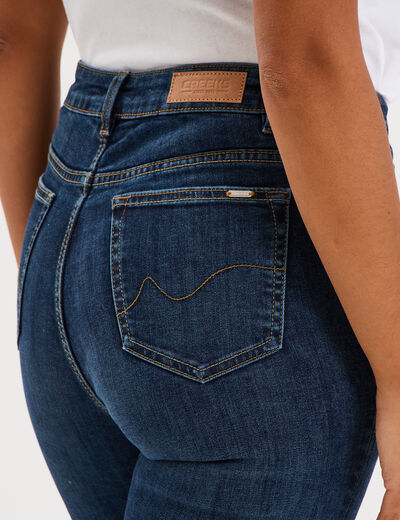 Jeans slim taille haute denim brut femme