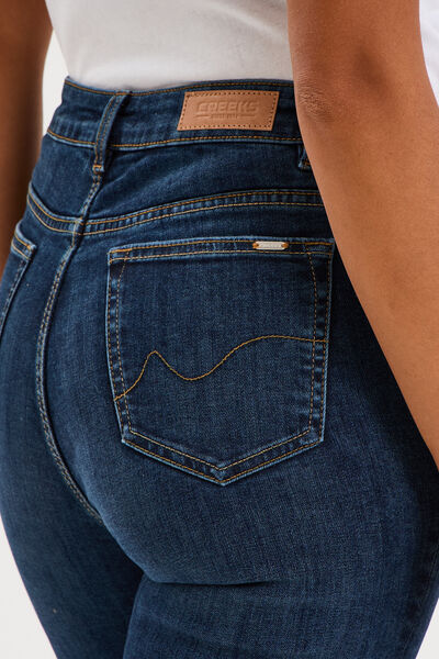 Jeans slim taille haute denim brut femme