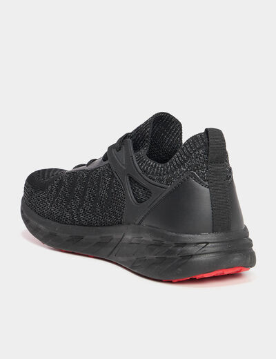 Baskets running lacets élastiqués noir garçon