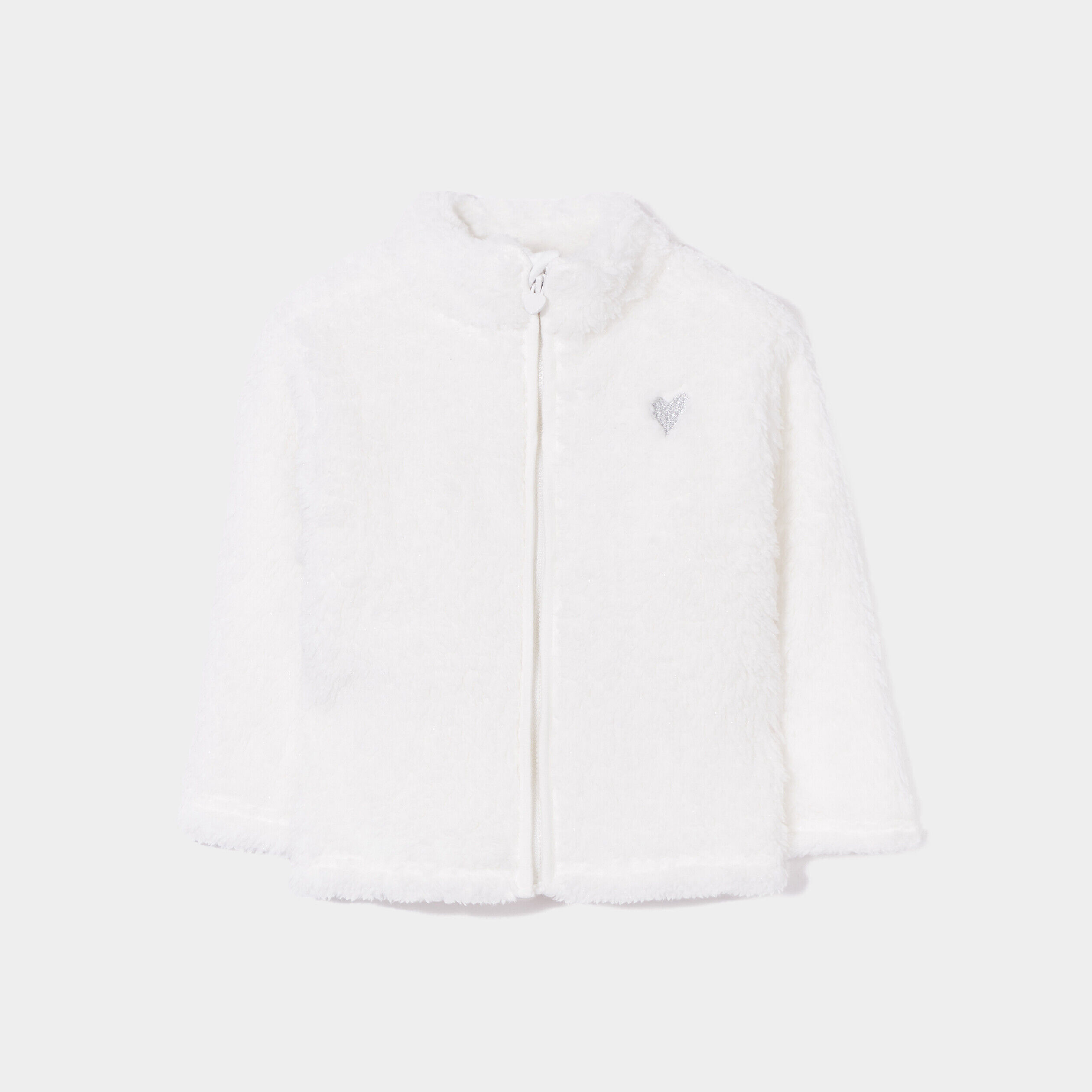 Gilet zippé imitation laine de mouton blanc bébé fille LH