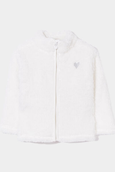 Gilet zippé imitation laine de mouton blanc bébé fille