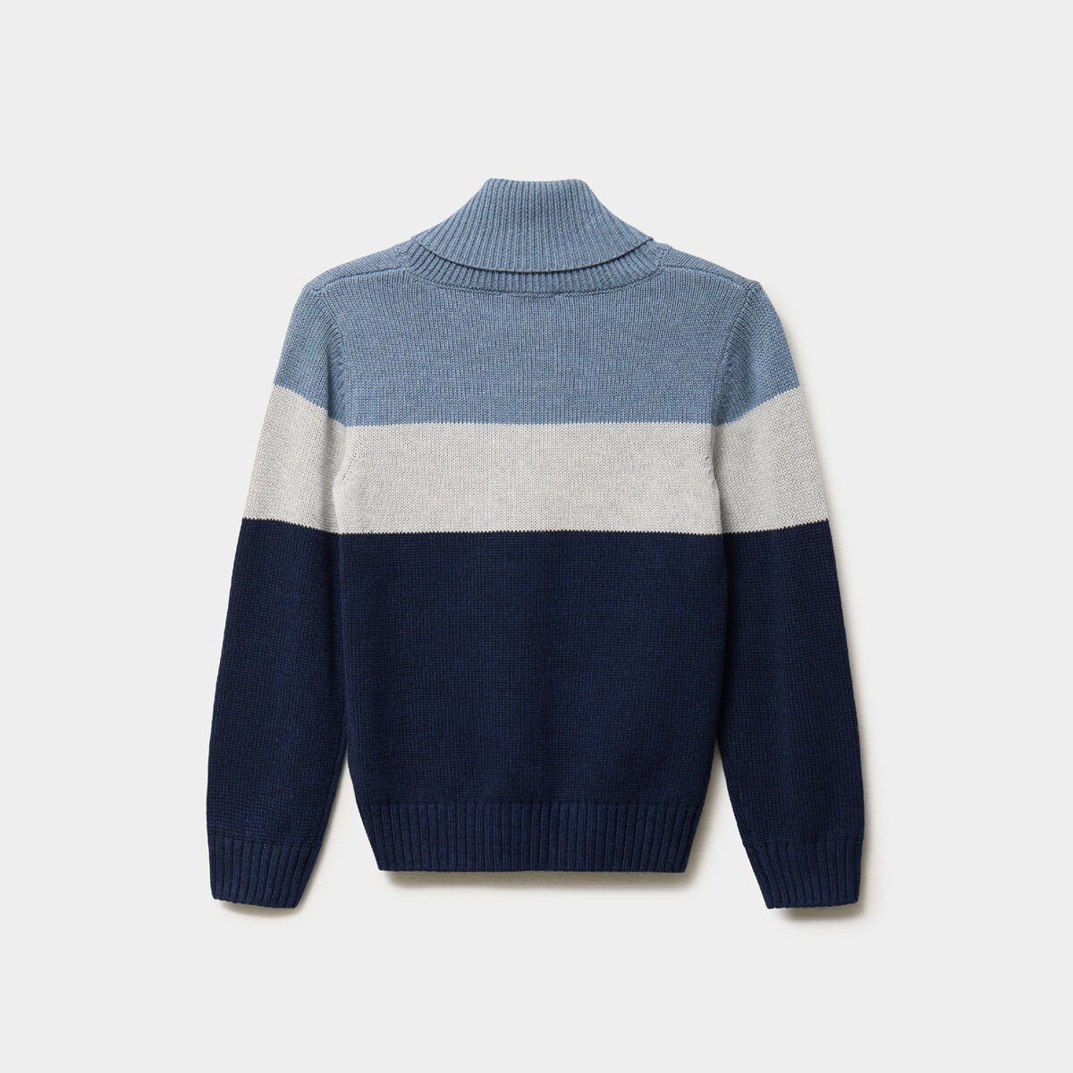 Pull col ch&acirc;le manches longues coton bleu marine gar&ccedil;on