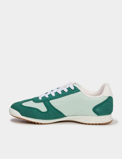 Baskets basses &agrave; lacets vert femme