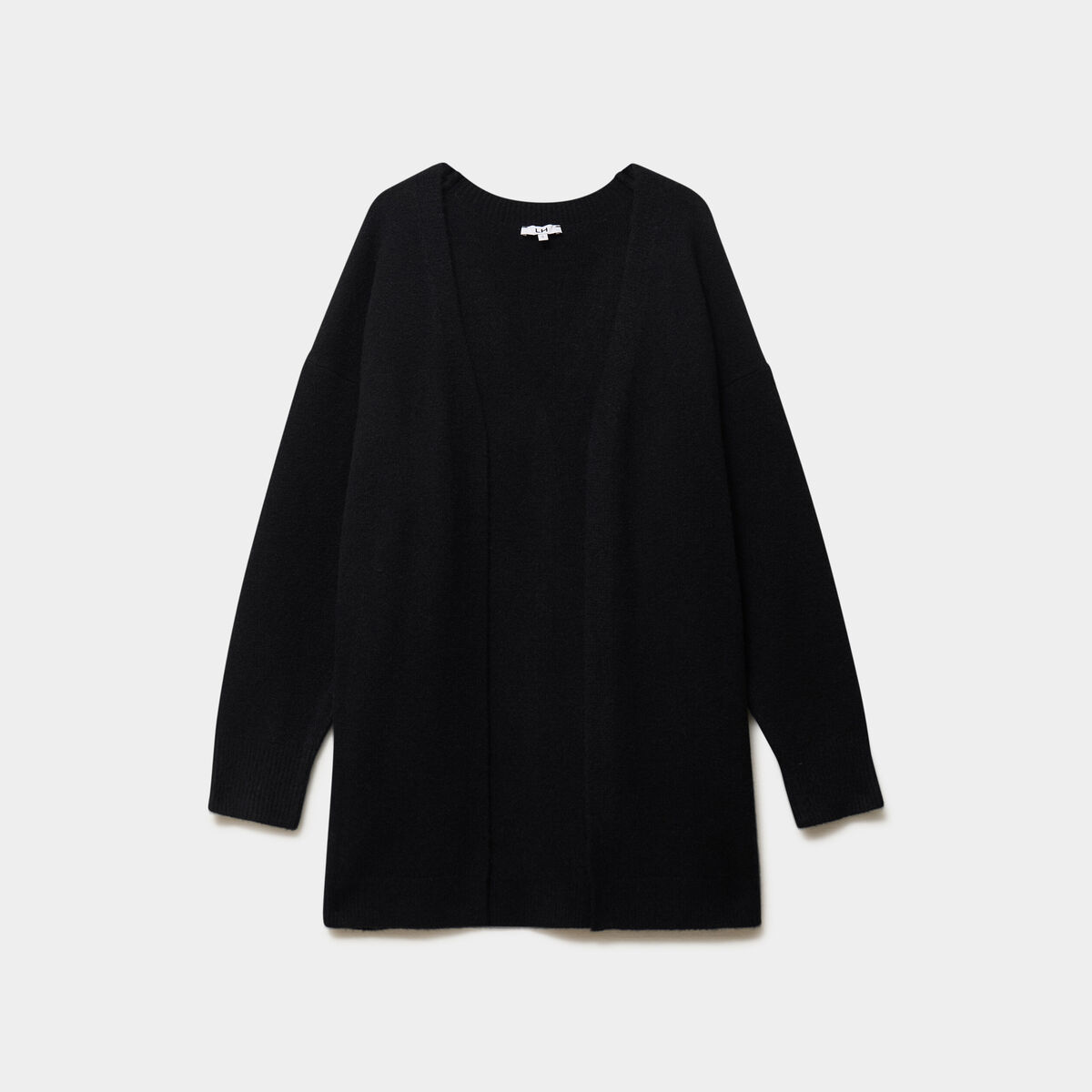 Gilet long ample manches longues noir femme