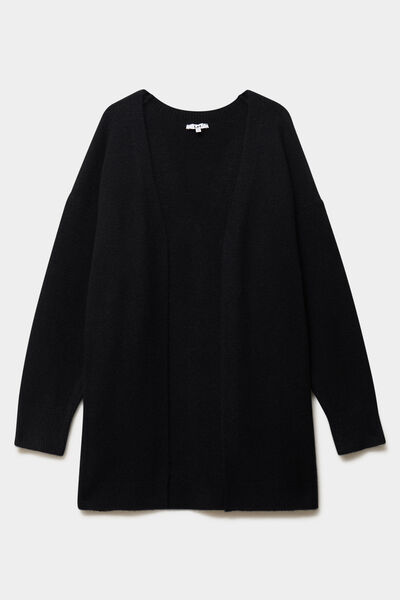 Gilet long ample manches longues noir femme