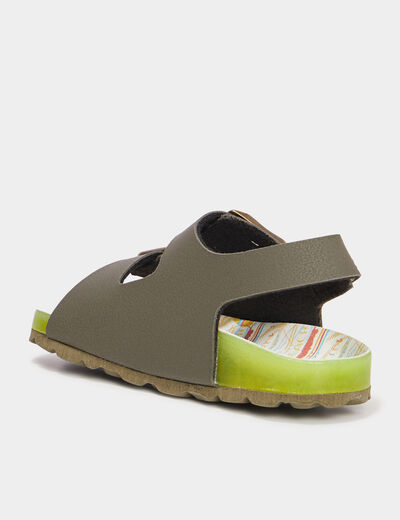 Sandales avec boucles Kickers vert kaki garçon