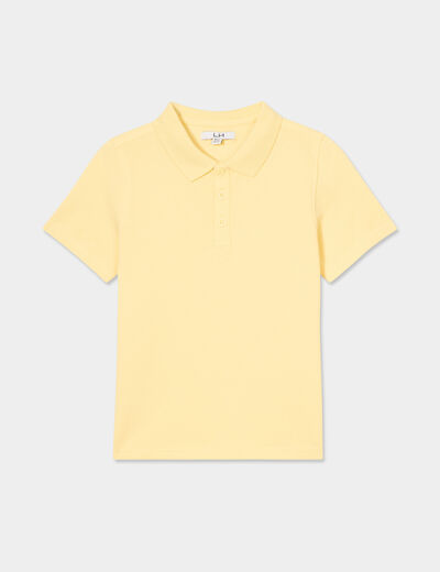 Polo manches courtes à détail brodé jaune clair garçon