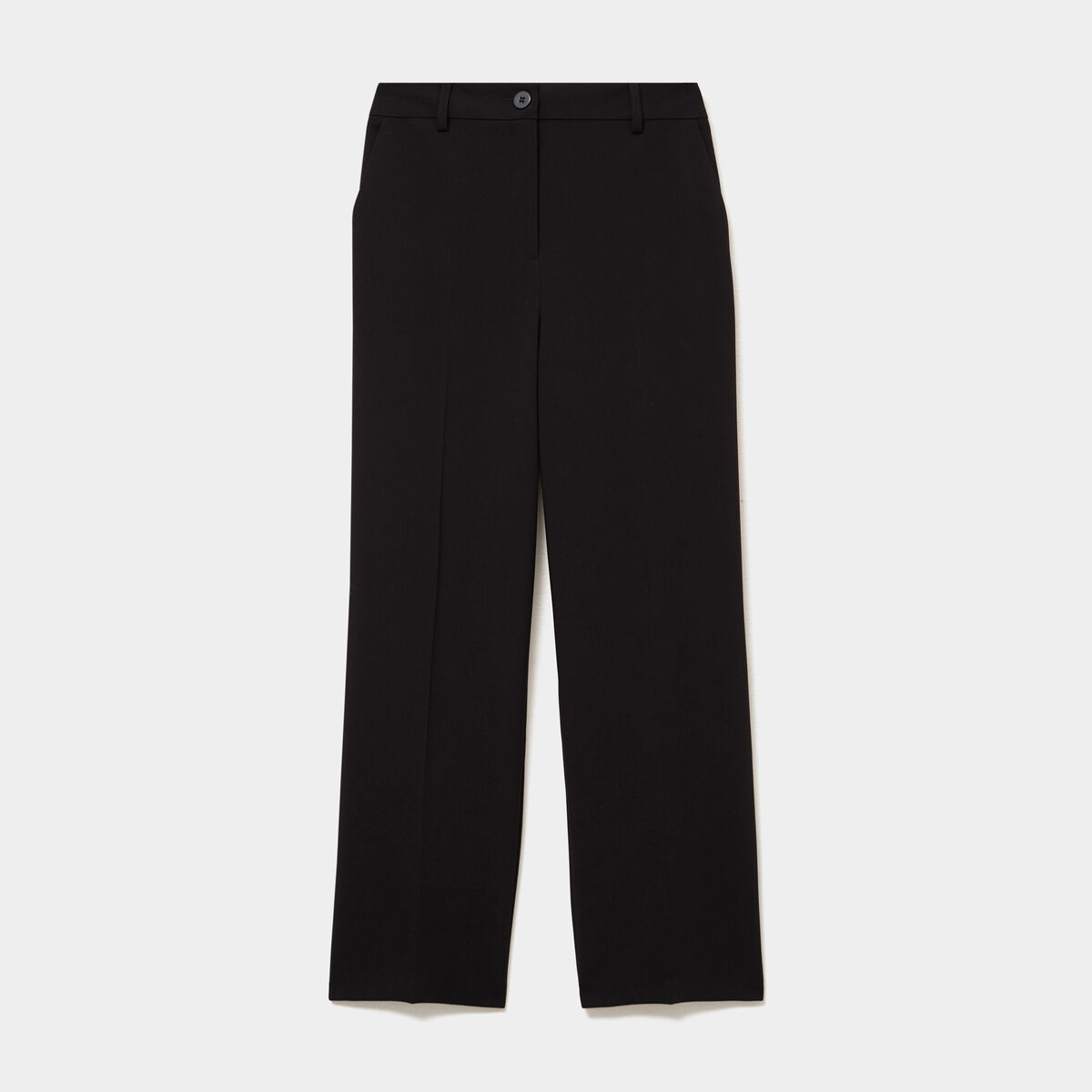 Pantalon droit effet cr&ecirc;pe &agrave; pinces noir femme