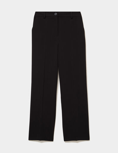 Pantalon droit effet cr&ecirc;pe &agrave; pinces noir femme
