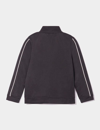 Sweat zippé col montant noir garçon