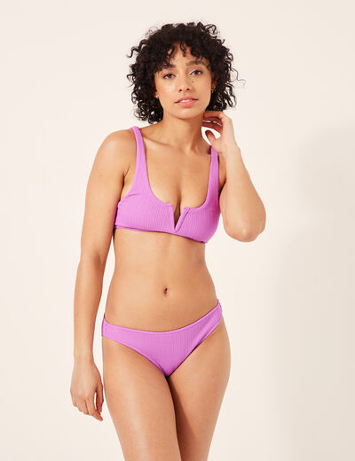 Haut de maillot bain forme brassière violet femme