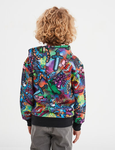 Sweat à capuche hoodie Minecraft multicolore garçon