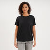 T-shirt manches courtes m&eacute;lange lin noir femme