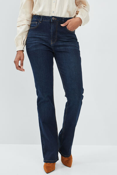 Jeans bootcut taille haute denim brut femme