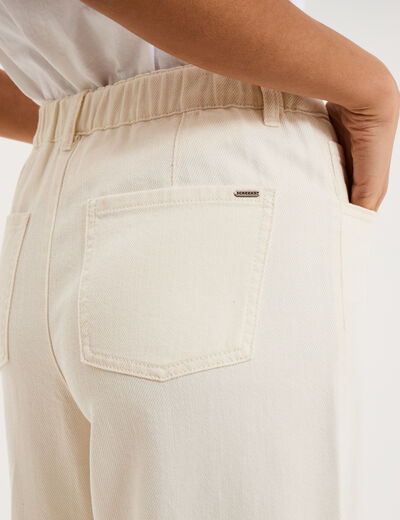 Jean extra large taille haute coton ecru femme