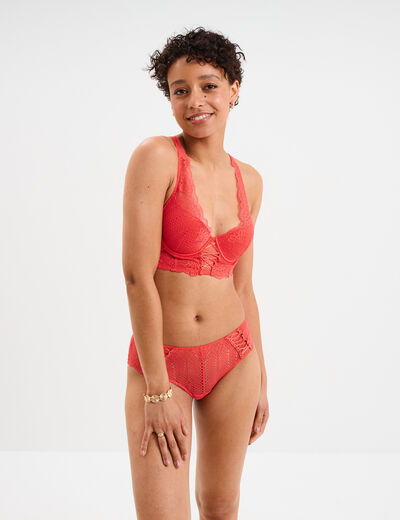 Soutien-gorge bustier paddé dentelle rouge femme