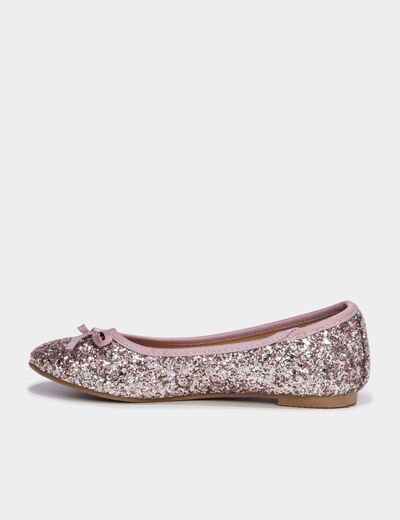Ballerines &agrave; paillettes vieux rose fille