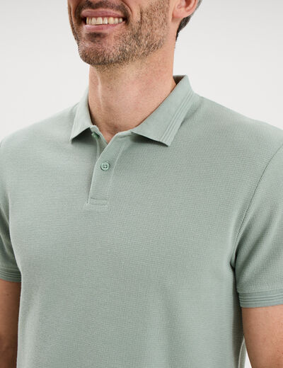 Polo textur&eacute; manches courtes coton vert pastel homme