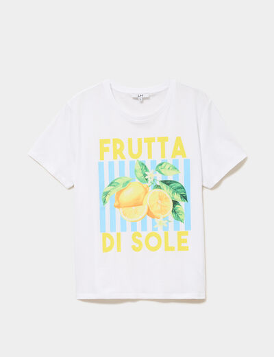 T-shirt droit avec manches courtes coton blanc femme