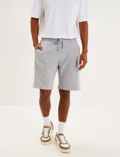 Short jogging molleton droit gris clair homme