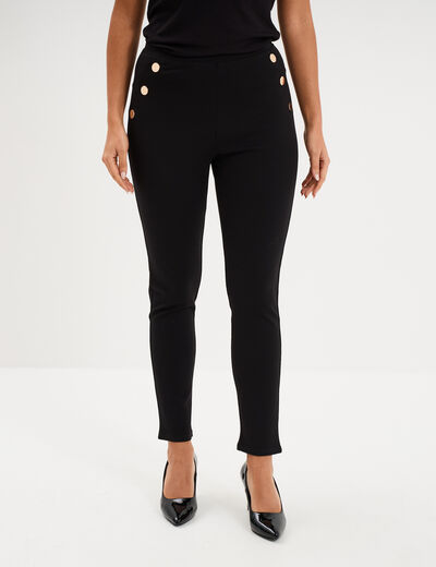 Leggings &agrave; boutons pont noir femme