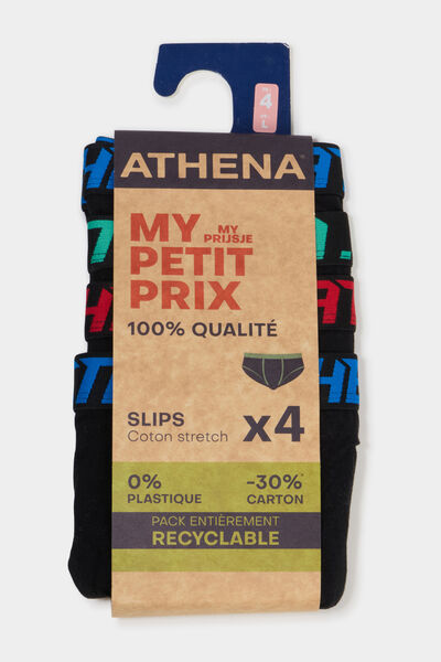 Lot 4 slips coton stretch noir homme