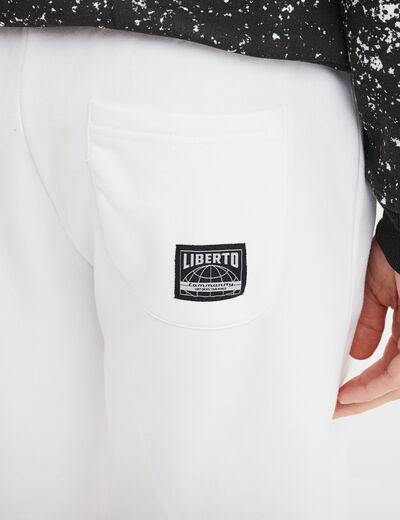 Short jogging droit avec poches zippées blanc homme
