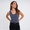 Débardeur à rayures bretelles larges bleu marine femme