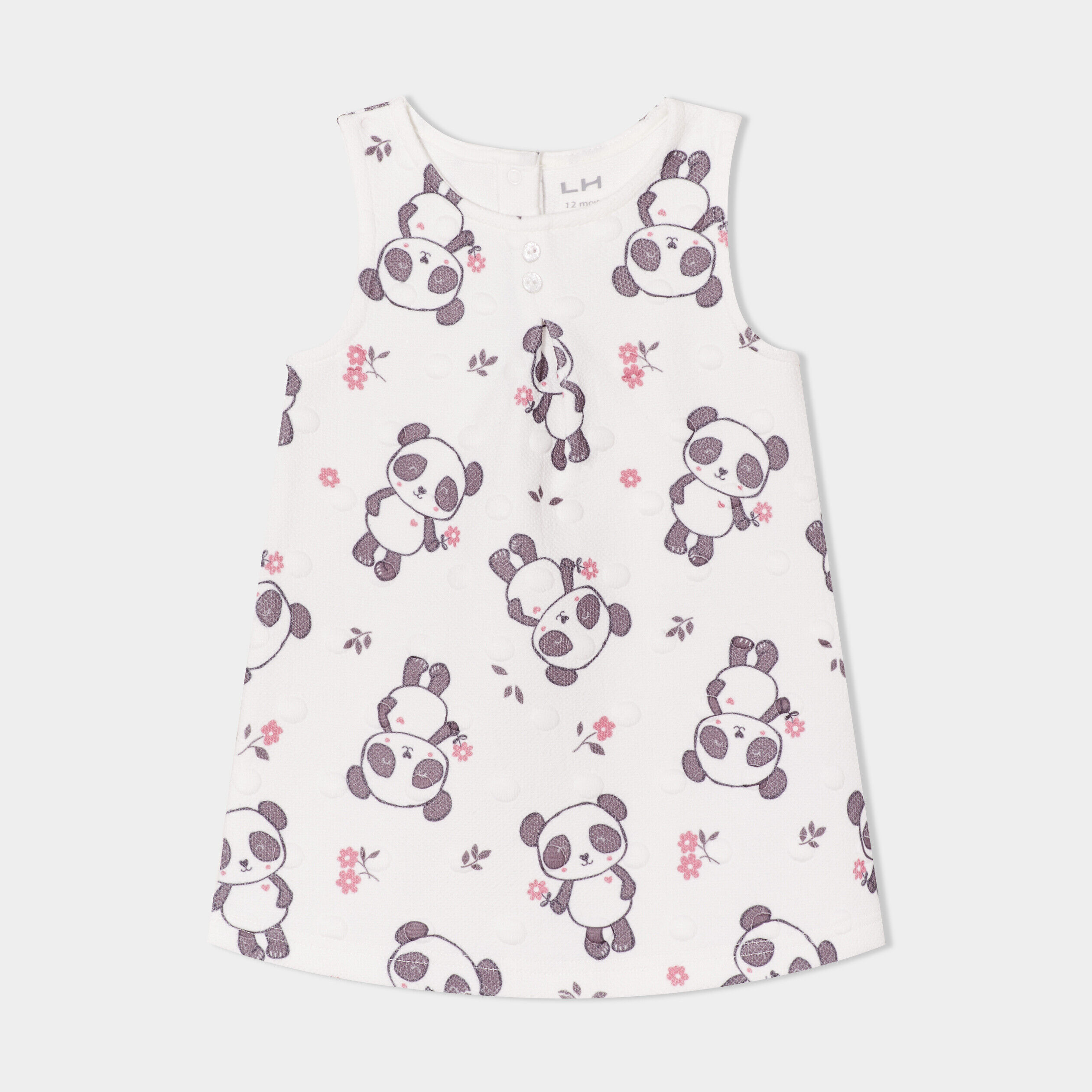 Robe chasuble embossée ecru bébé fille LH