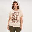 T-shirt manches courtes col rond coton ivoire femme grande taille