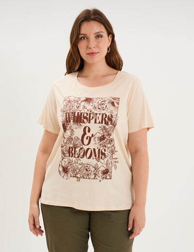 T-shirt manches courtes col rond coton ivoire femme grande taille