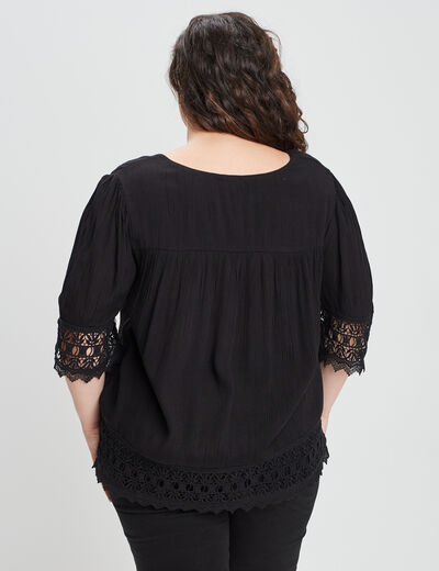 Blouse manches courtes noir femme grande taille