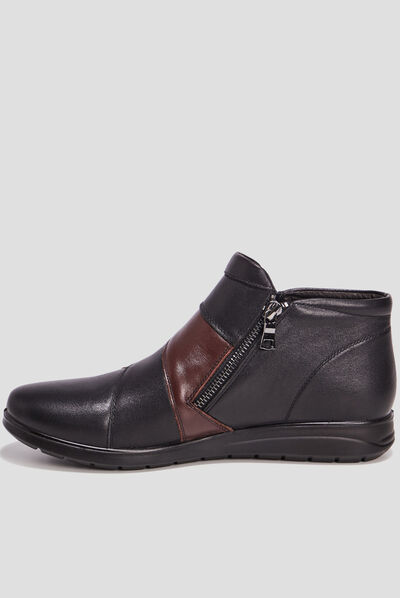 Bottines en cuir noir femme