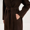 Manteau long oversize ceintur&eacute; marron fonc&eacute; femme