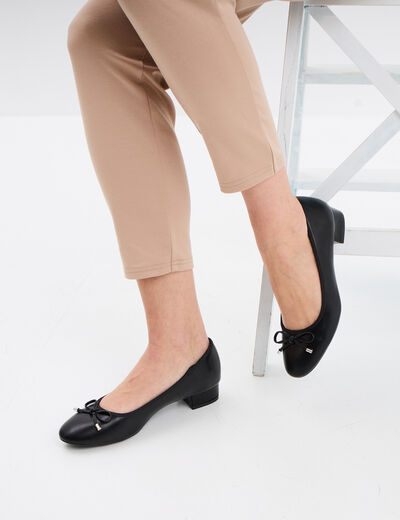 Ballerines à talons détails noeuds noir femme