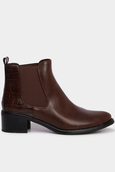 Bottines chelsea talons croco marron fonc&eacute; femme