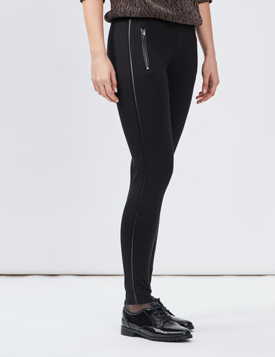 Pantalon legging skinny poche zippée noir femme