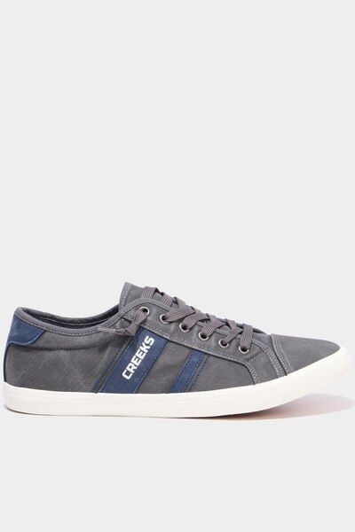 Baskets basses en toile effet denim gris homme