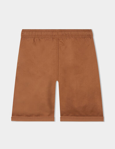 Short droit taille élastiquée à coulisse marron garçon