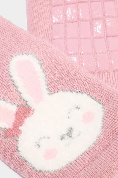 Chaussettes d'int&eacute;rieur rose b&eacute;b&eacute; fille