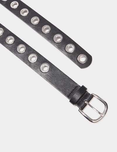 Ceinture avec oeillets noir femme