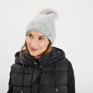 Bonnet à pompon effet fourrure et strass gris femme