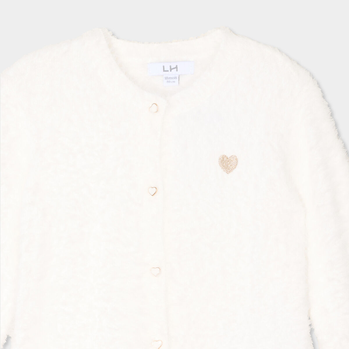 Gilet manches longues boutonn&eacute; blanc b&eacute;b&eacute; fille
