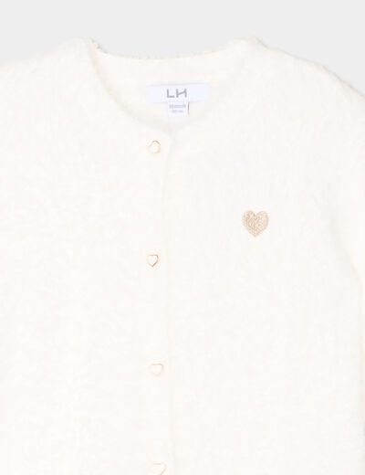 Gilet manches longues boutonné blanc bébé fille